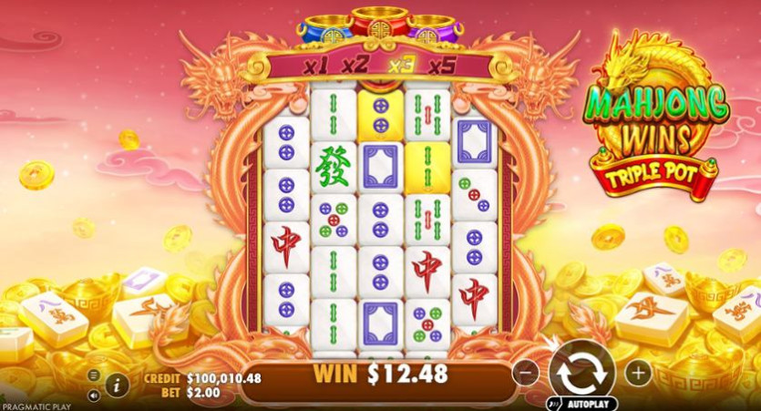 마작 윈즈 트리플 팟(Mahjong Wins Triple Pot) 슬롯 화면