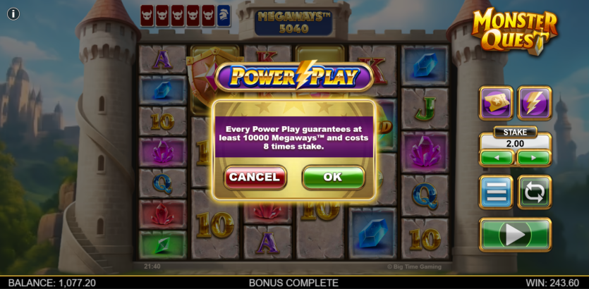 몬스터 퀘스트 Power Play 선택 화면