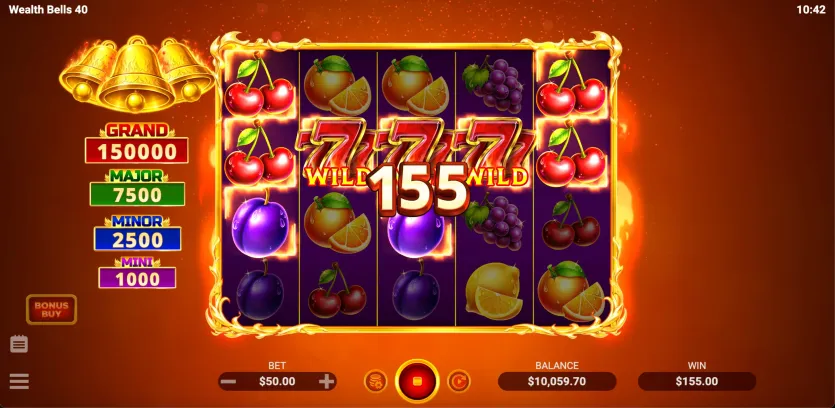 웰스 벨즈 40 와일드 당첨 화면