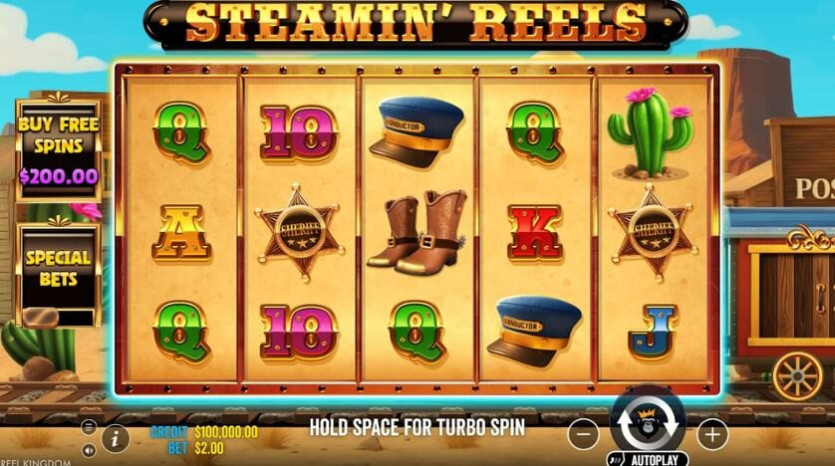스티민 릴스 Steamin Reels 슬롯 화면